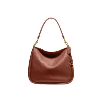 COACH Cary Pebbled Leather Shoulder Bag Women's Redwood Brown