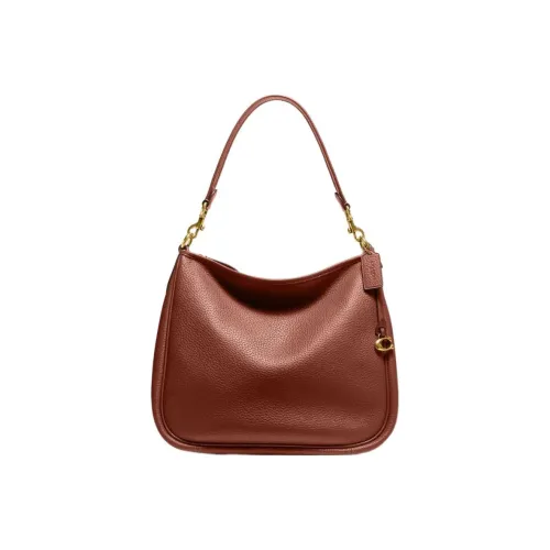 COACH Cary Pebbled Leather Shoulder Bag Women's Redwood Brown