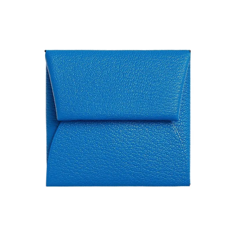 HERMES Bastia Mysore Goat Skin Wallet Women's T7 Bleu Hydra Water Nymph Blue-0