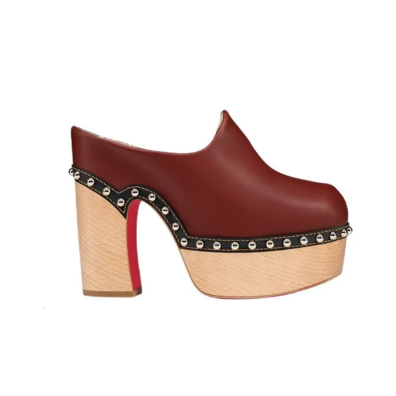 Christian Louboutin Jone 130mm Clog Bourbon Atlas Leather Women's-1