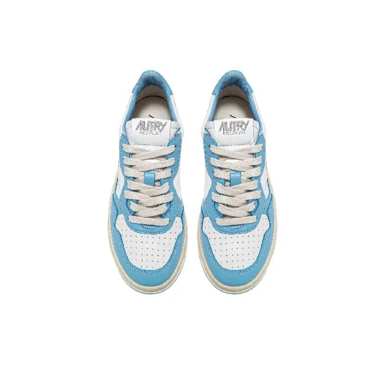 AUTRY Medalist Leather Low 'White Light Blue'-2