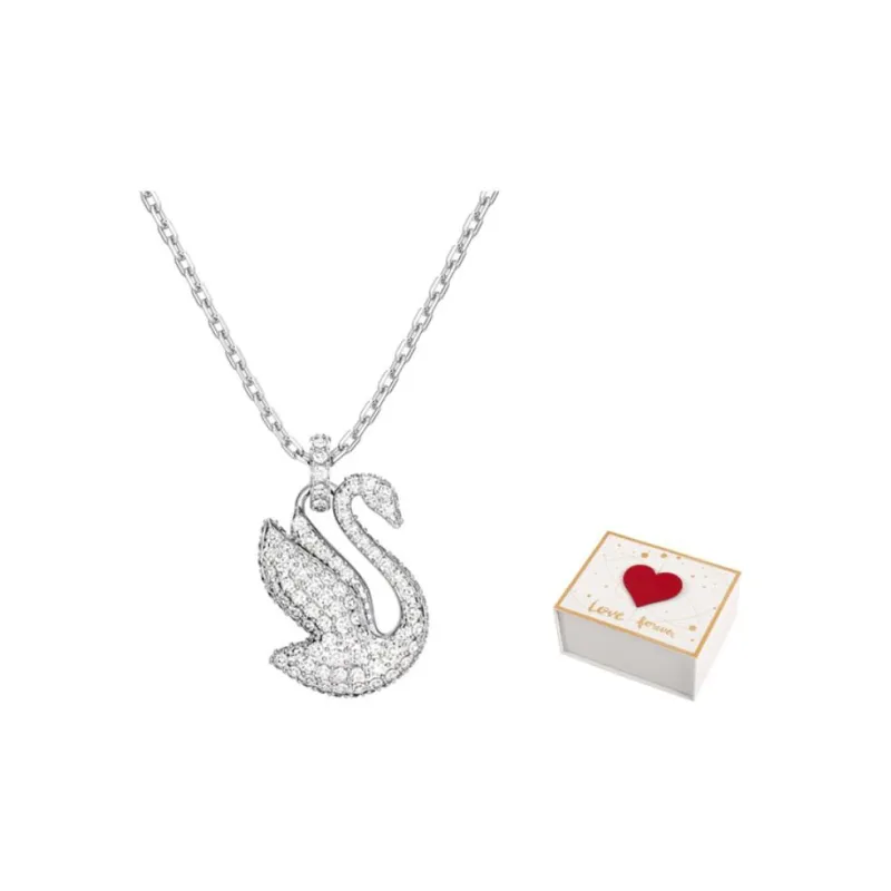 Swarovski Artificial Crystal Necklaces Women's Silver-5