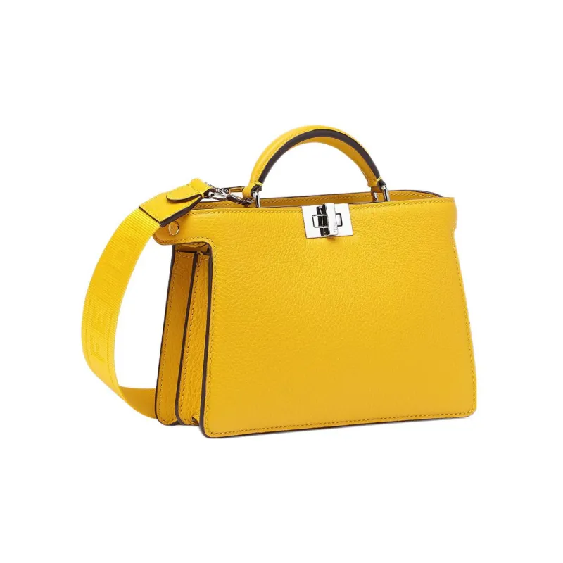 FENDI Peekaboo ISeeU Leather Shoulder Bag Crossbody Bag Handbag Women's Yellow-1
