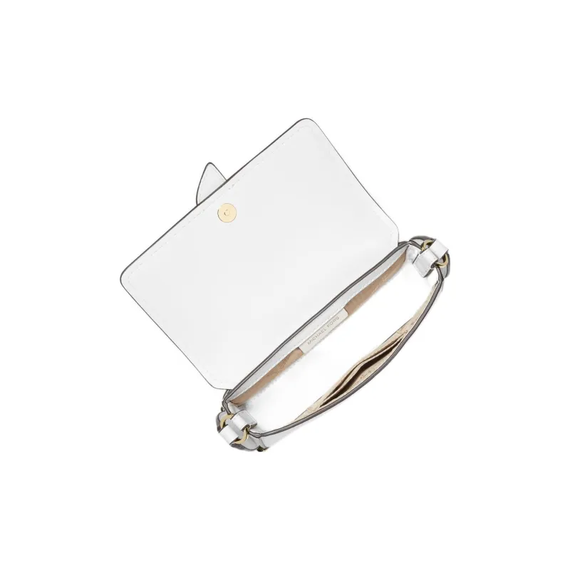 MICHAEL KORS Greenwich Split Cow Leather Baguette Bag, Shoulder Bag, Crossbody Bag Extra Small Women's White-2
