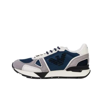 EMPORIO ARMANI Cushioning Low Top Sports Casual Shoes Men's Gray Blue