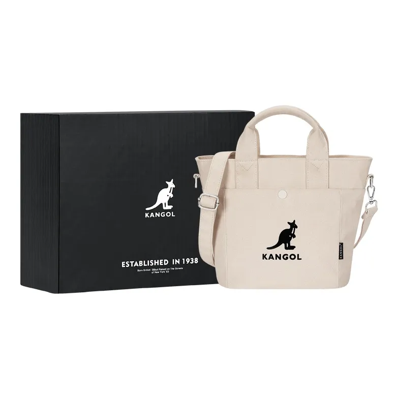 KANGOL Canvas Dumpling Bag Canvas Bag Crossbody Handbag Medium Size Unisex Red/Black/White-12