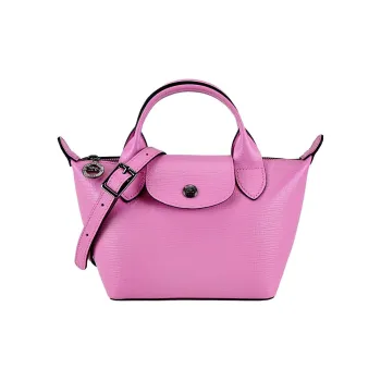 LONGCHAMP Le Pliage Cuir Cow Leather Dumpling Bag, Shoulder Bag, Crossbody Bag, Handbag Mini Women's Peony Pink