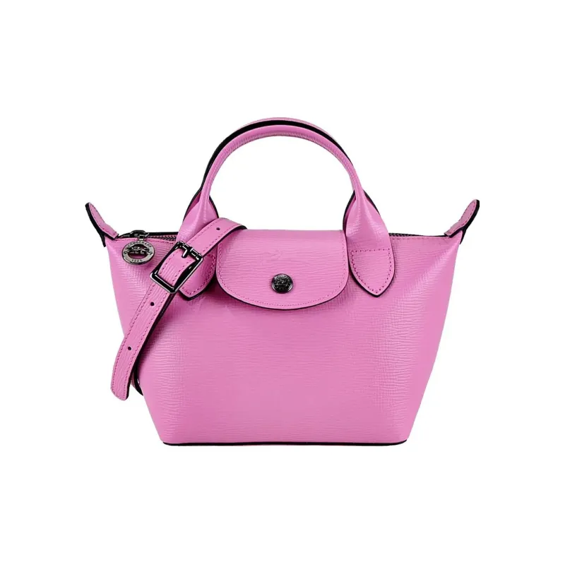 LONGCHAMP Le Pliage Cuir Cow Leather Dumpling Bag, Shoulder Bag, Crossbody Bag, Handbag Mini Women's Peony Pink-0