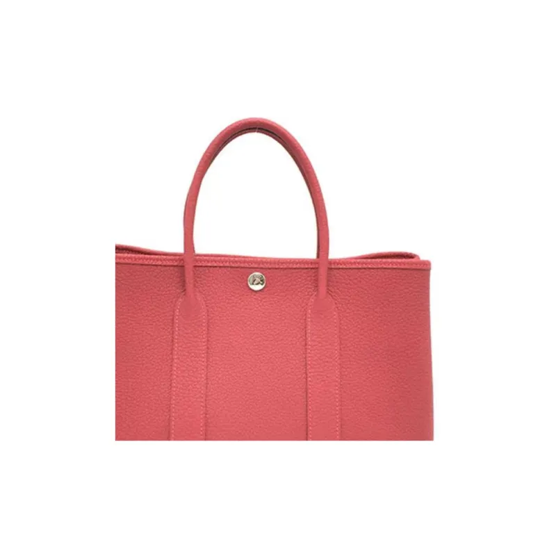 HERMES Garden Party Canvas With Leather Handbag 30 Women's 5X Rouge Piment Pepper Red-1