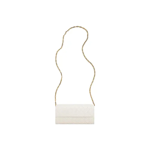 Bottega Veneta Calfskin Shoulder Bag Crossbody Bag Wallet Women's White