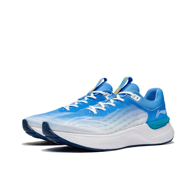 LiNing Light And Shadow Element Anti Slip And Wear Resistant Breathable Low Top Running Shoes Men's Blue White-2