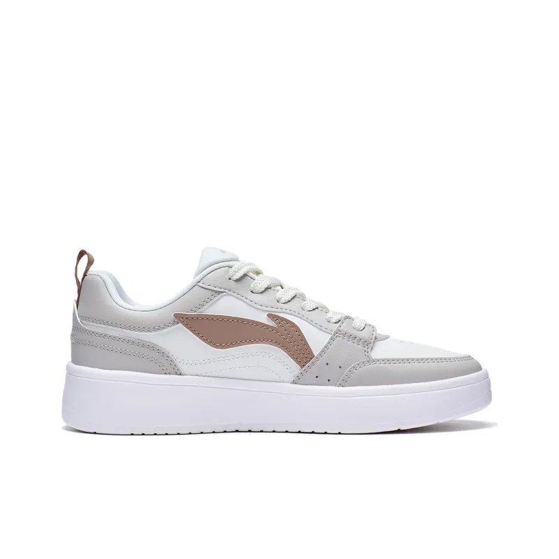LiNing Acer Truncatum Slip-Resistant Cushioning Abrasion-Resistant Low-Top Skateboard Shoes Women's White Gray-1