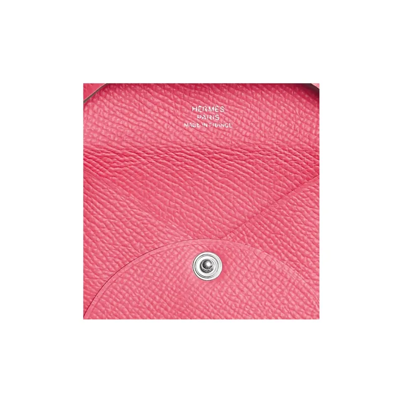HERMES Bastia Epsom Calfskin Coin Purses Wallets Women's 8W RoseAzalee New Lipstick Pink-2