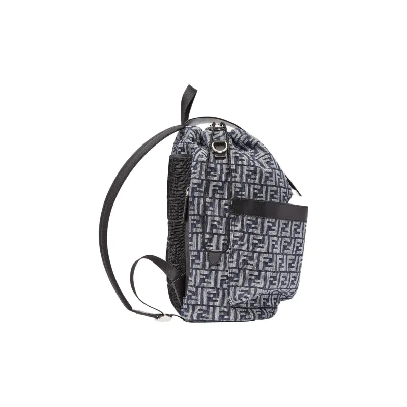 FENDI Cotton With Calfskin Backpack Regular Men's Black-1