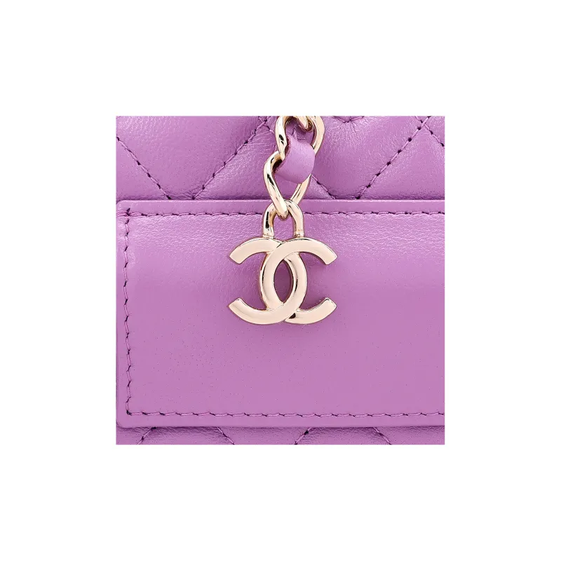 CHANEL Sheepskin Heart Bag, Shoulder Bag, Crossbody Bag, Fanny Pack Mini Women's Purple-6