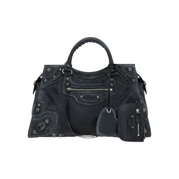 Balenciaga Neo Cagole City Lambskin Handbag Shoulder Bag Regular Women's Washed Black