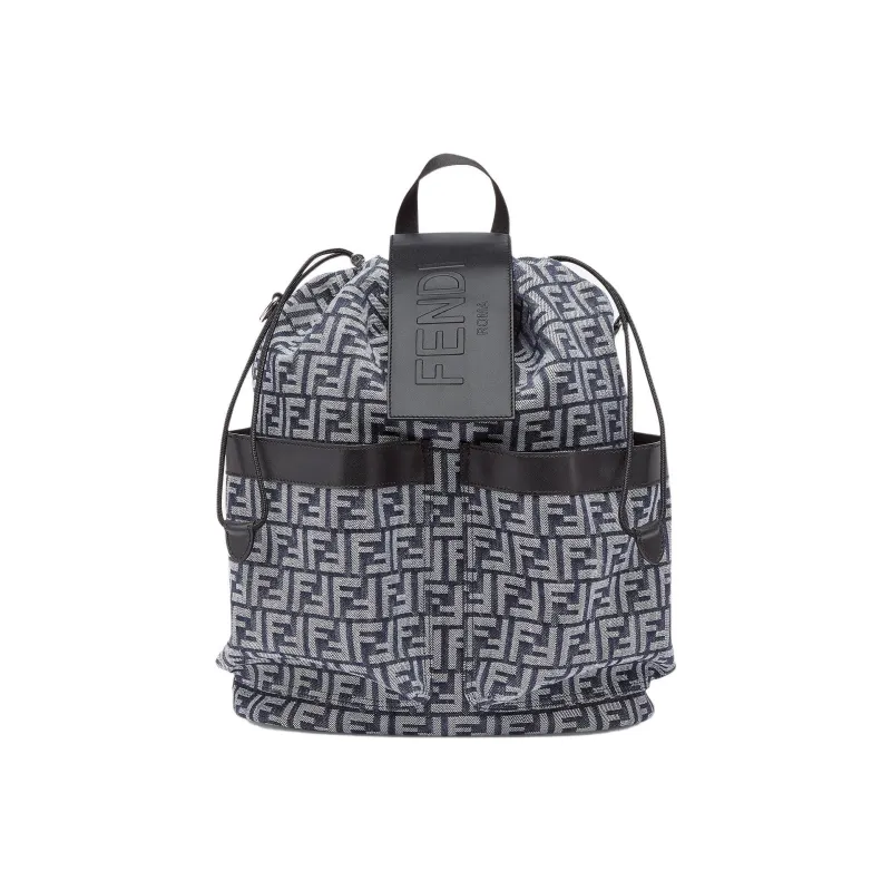 FENDI Cotton With Calfskin Backpack Regular Men's Black-0