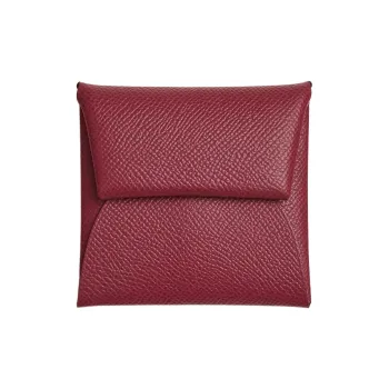 HERMES Bastia Epsom Leather Coin Purse Wallet Women's B5 Rubis Gemstone Red