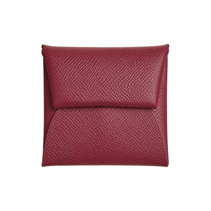 HERMES Bastia Epsom Leather Coin Purse Wallet Women's B5 Rubis Gemstone Red-0
