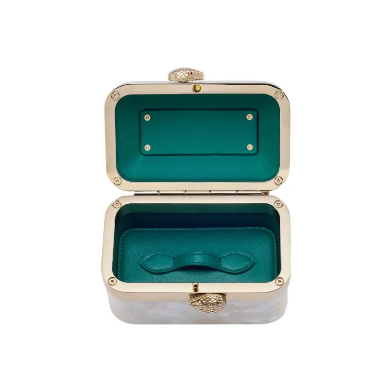 BVLGARI Serpenti Forever Mother Of Pearl Jewelry Box Bag Shoulder Bag Crossbody Bag Handbag Mini Women's White-1
