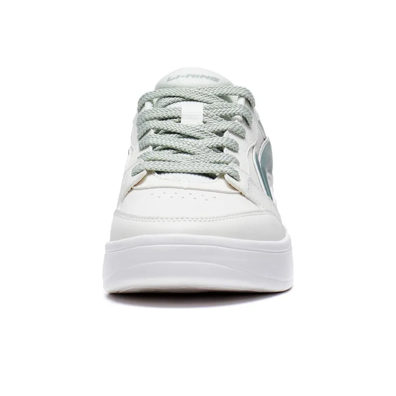 LiNing Acer Truncatum Cushioning, Slip Resistant, And Abrasion Resistant Low Top Skateboard Shoes Women's White Green-4