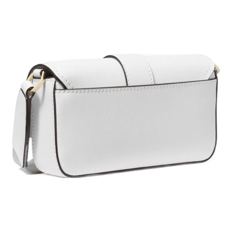 MICHAEL KORS Greenwich Split Cow Leather Baguette Bag, Shoulder Bag, Crossbody Bag Extra Small Women's White-1