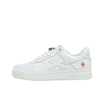 BAPE BLACK x A BATHING APE STA Stylish Skateboarding Shoes Men's White Silver Buckle