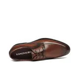 KANGNAI Dress Shoes Men Low-Top Light Brown
