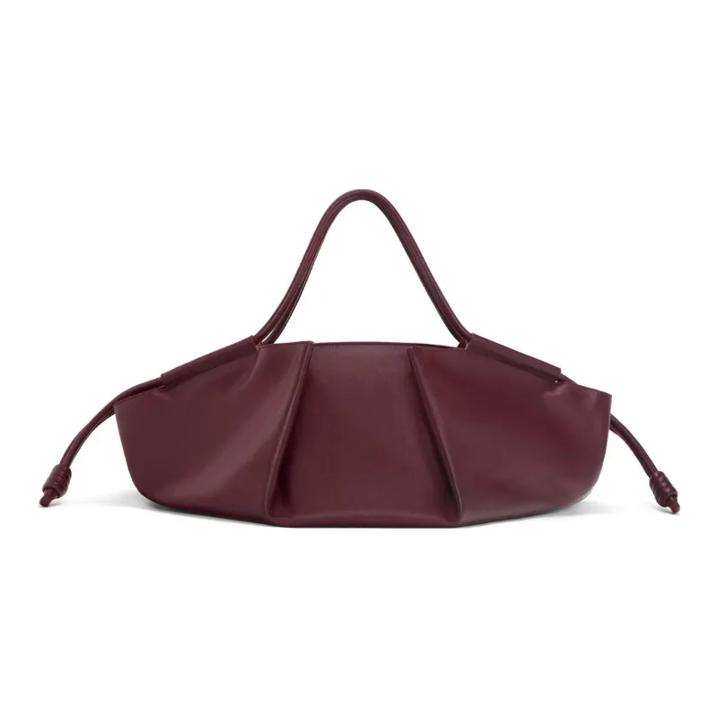 LOEWE Bright Nappa Cow Leather Dumpling Bag, Shoulder Bag, Crossbody Bag, Handbag Small Size Women's Burgundy-2