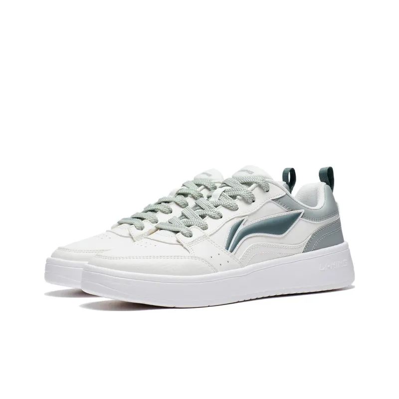 LiNing Acer Truncatum Cushioning, Slip Resistant, And Abrasion Resistant Low Top Skateboard Shoes Women's White Green-2