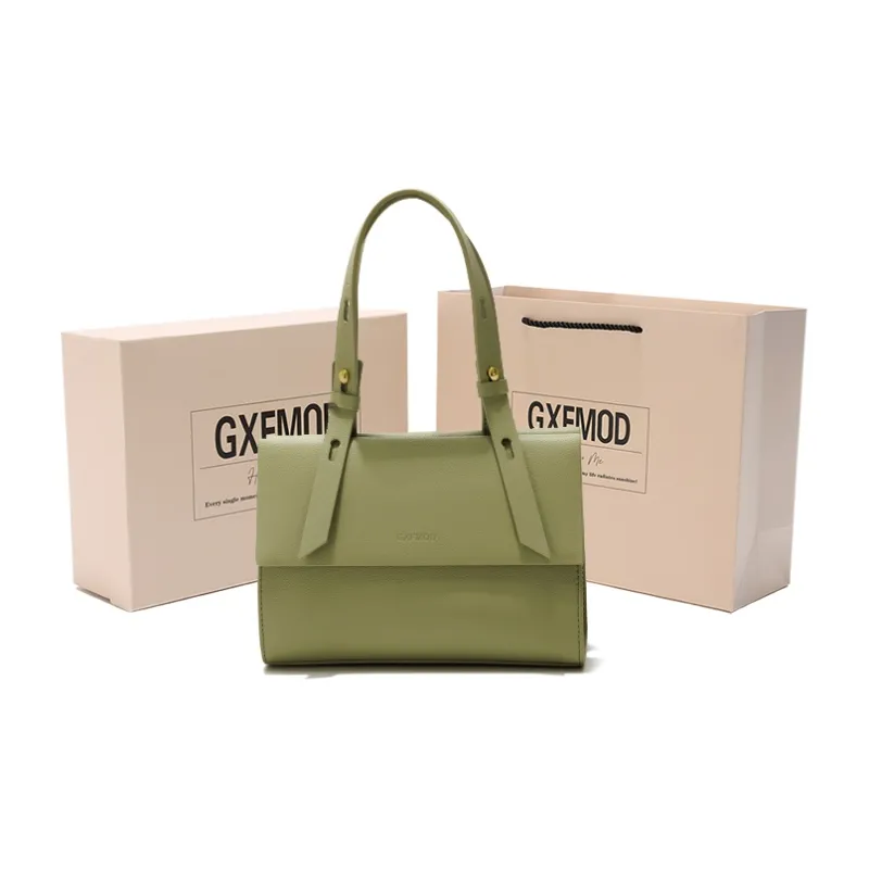 GXFMOD Cow Leather Baguette Shoulder Bag, Crossbody Bag Medium Size Women's Mint Green Pink Silent White-7