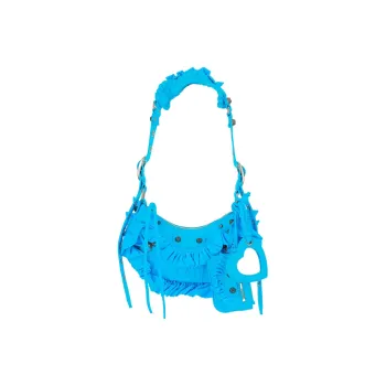 Balenciaga Le Cagole Polyamide Crescent Bag, Portable Crossbody Bag, Shoulder Bag Mini Women's Light Blue