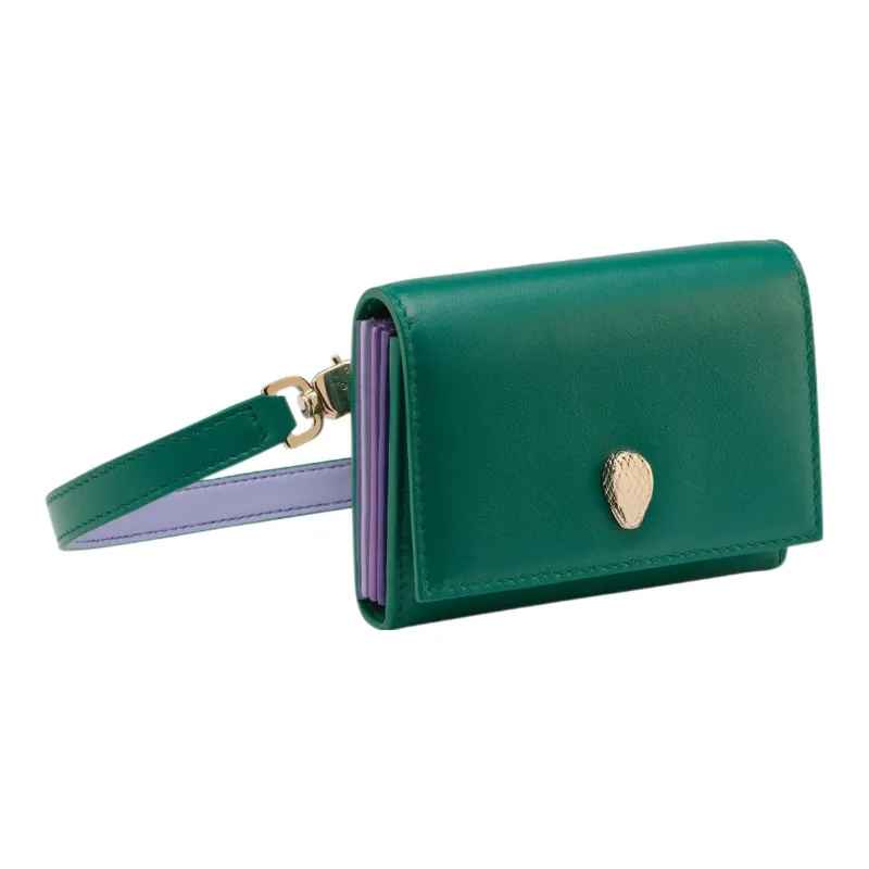 BVLGARI Serpenti Forever Calfskin Card Holders Shoulder Bag Crossbody Bag Mini Women's Green-0