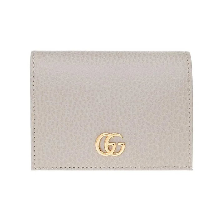 GUCCI Marmont Leather Card Holder Women's Light Gray-0