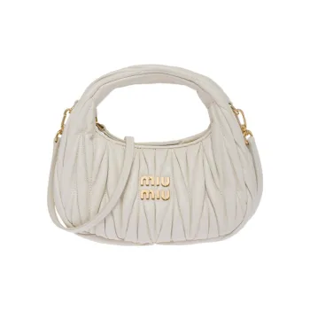 MIU MIU Wander Matelasse Nappa Leather Hobo Mini Bag White