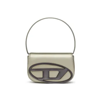 DIESEL Cow Leather 1DR Bag, Shoulder Bag, Portable Crossbody Bag, Shoulder Bag Tubas Women's Gray
