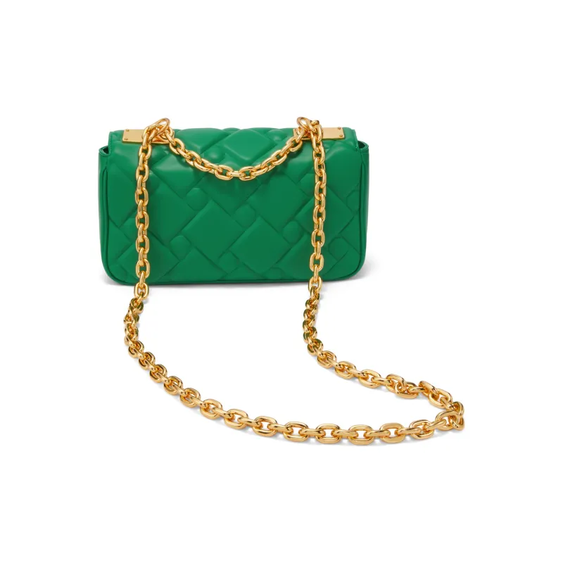 CHARLES&KEITH Fabric Small Square Bag Shoulder Bag Medium Size Women's Cream Milk White/Navy Blue/Green-10