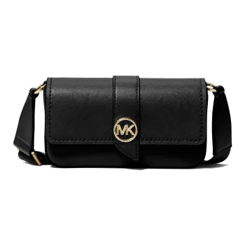 MICHAEL KORS Greenwich Split Cow Leather Baguette Bag, Shoulder Bag, Crossbody Bag Extra Small Women's Black