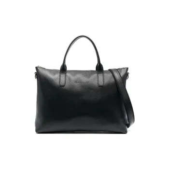 LONGCHAMP Le Foulonné Cow Leather Portable One Shoulder Crossbody Briefcases Small Size Men's Black
