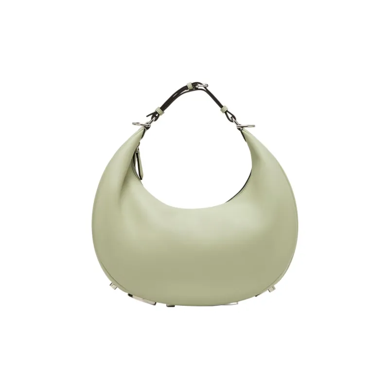 FENDI Fendigraphy Cow Leather Crescent Bag Handbag, Shoulder Bag Women's Light Green-0
