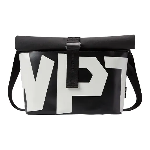 WPT PVC Messenger Bag Commute Shoulder Bag Crossbody Bag Large Size Unisex Black-1