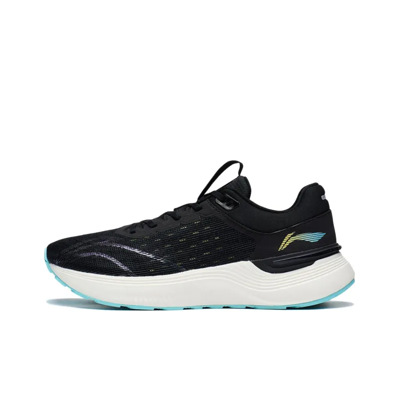 LiNing Light And Shadow Element Anti Slip And Wear Resistant Breathable Low Top Running Shoes Men's Black Cyan-0
