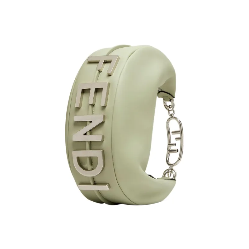 FENDI Fendigraphy Cow Leather Crescent Bag Handbag, Shoulder Bag Women's Light Green-1