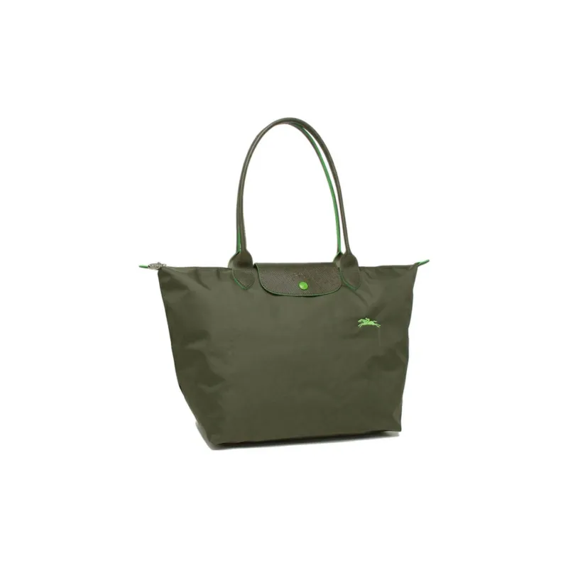 LONGCHAMP Fabric Shopping Bag Dumpling Bag One Shoulder Handbag Large Size Women's Fir Green Color-1