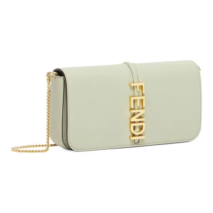 FENDI Fendigraphy Leather Wallet Regular Women's Green-2