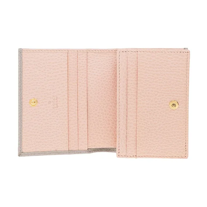 GUCCI Marmont Leather Card Holder Women's Light Gray-3