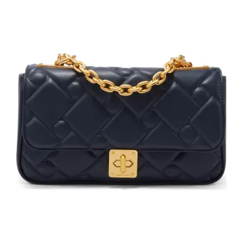 CHARLES&KEITH Fabric Small Square Bag Shoulder Bag Medium Size Women's Cream Milk White/Navy Navy Blue/Green Green