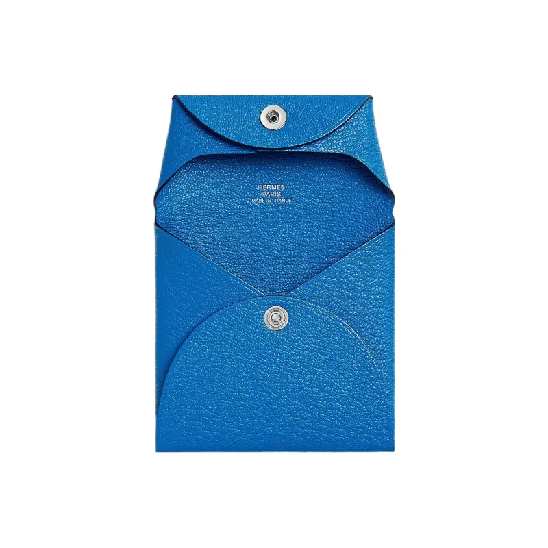 HERMES Bastia Mysore Goat Skin Wallet Women's T7 Bleu Hydra Water Nymph Blue-1