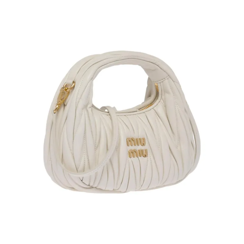 MIU MIU Wander Matelasse Nappa Leather Hobo Mini Bag White-1