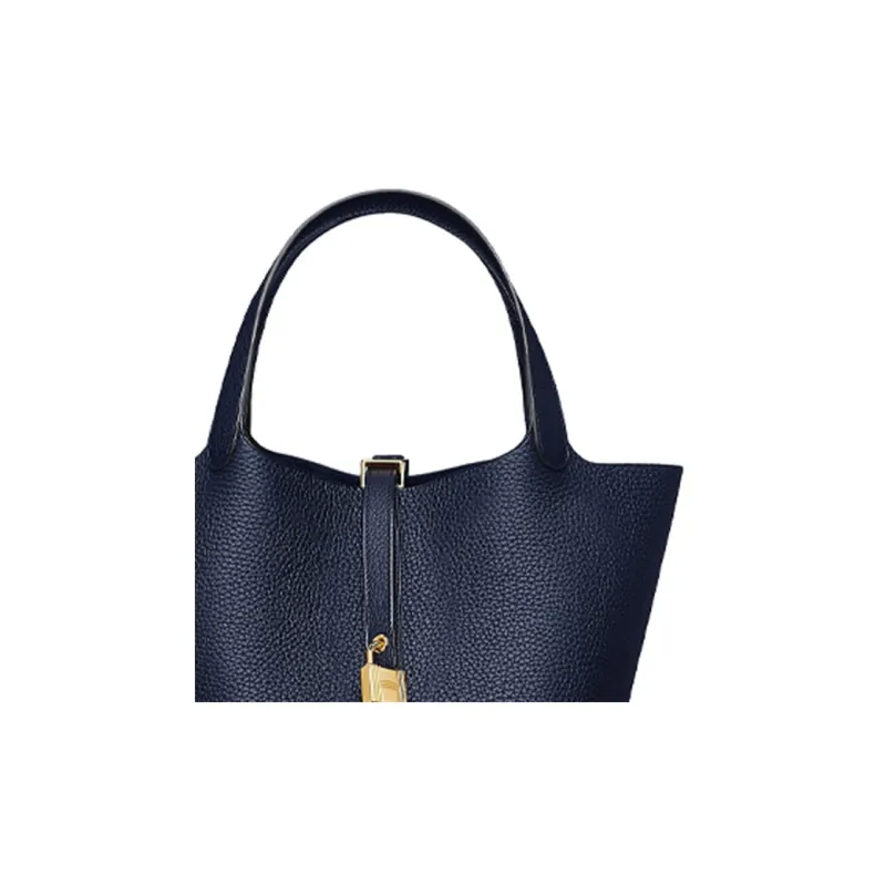 HERMES Picotin Little Bull Leather Basket Bag Handbag Bucket Bag 22 Women's Midnight Blue-3